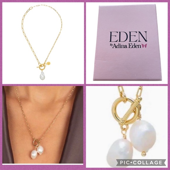 Eden Jewelry - Eden Paperclip Baroque Pearl Toggle Necklace 
NWT Retail $94.00